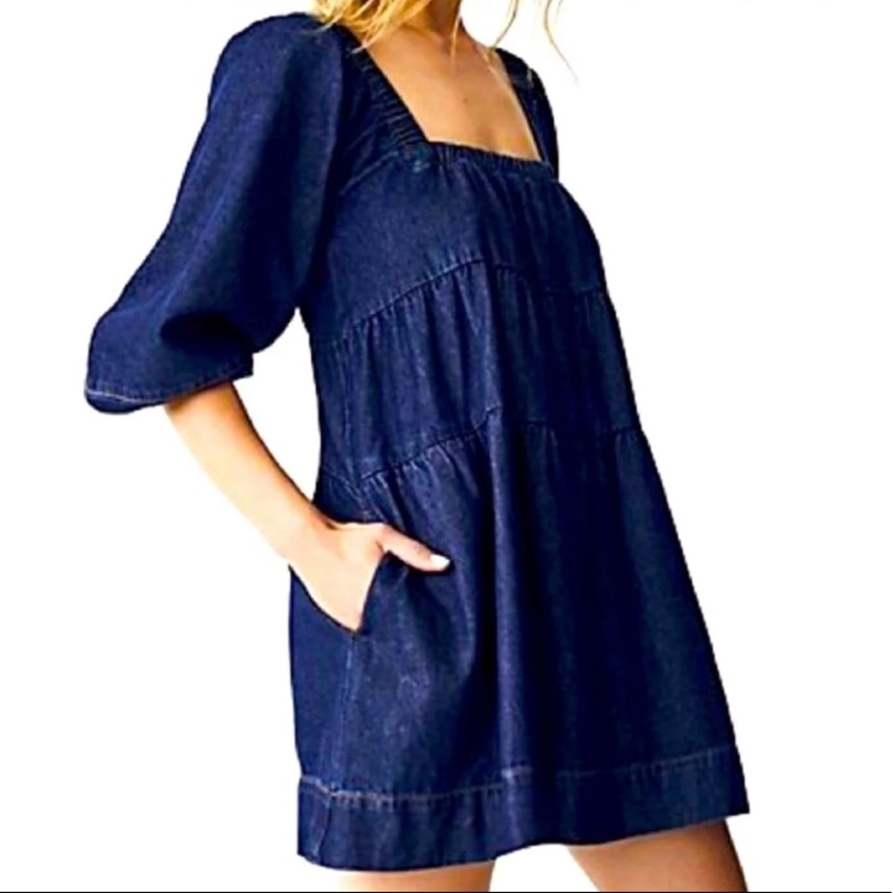 Free people denim babydoll dress xs